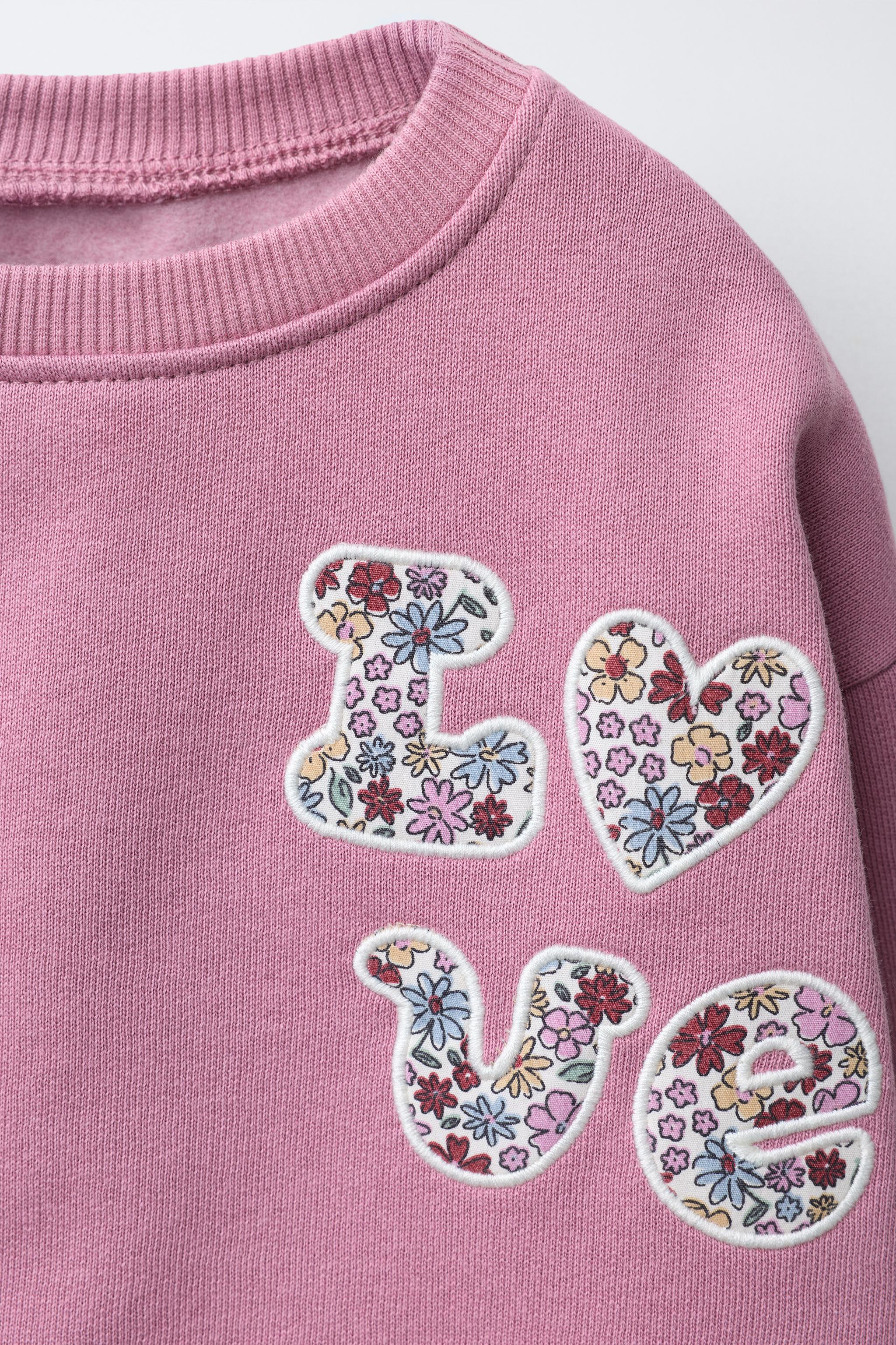 FLORAL RIBBED SWEATSHIRT AND LEGGINGS SET